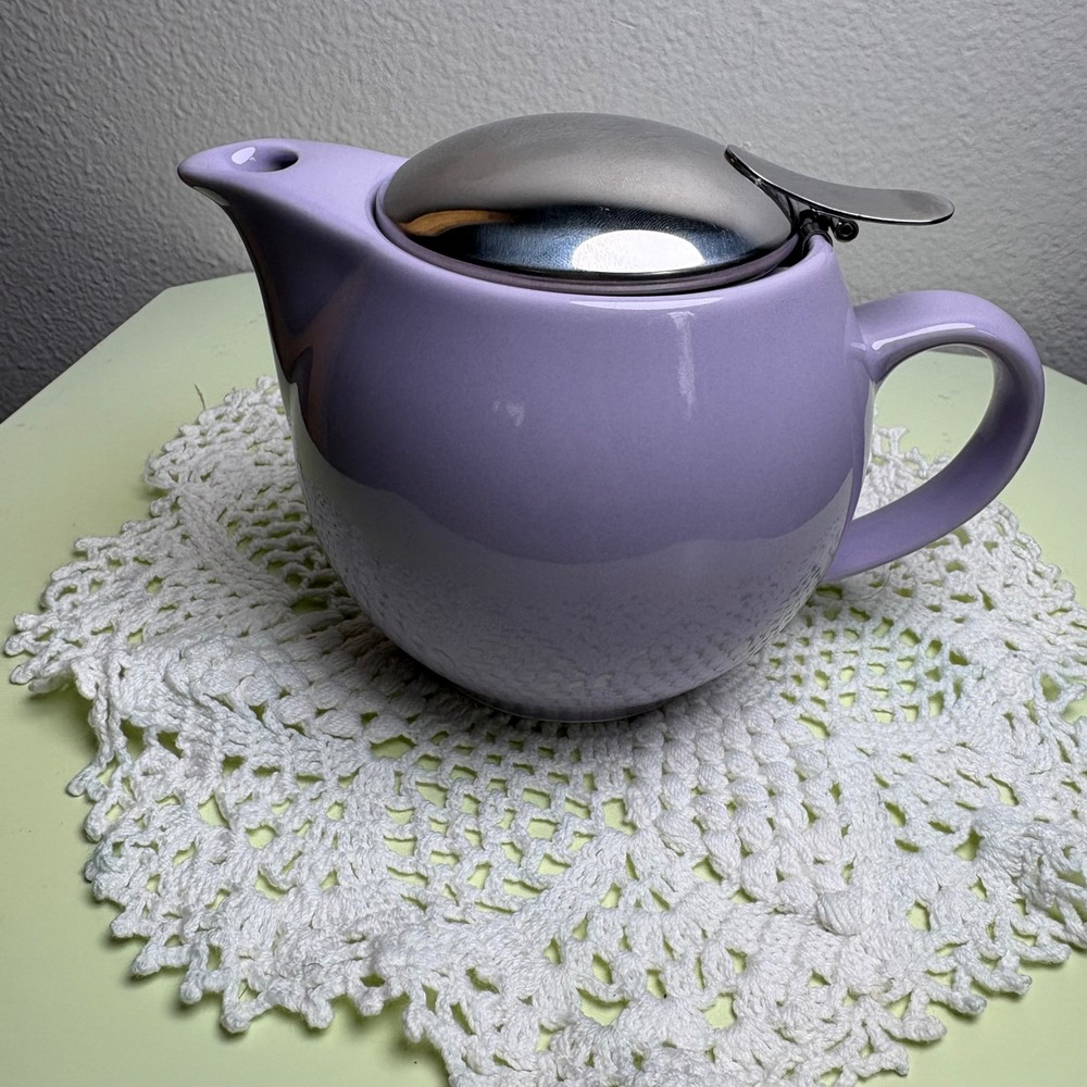 Bee House Japan Purple Personal Teapot Minimalist Ceramic Metal Lid SMALL CHIP